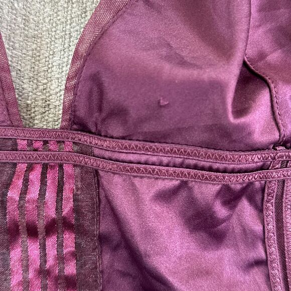 Victorias Secret Very Sexy Burgundy Satin Mesh Corset Top Lingerie Tank M Purple - Picture 3 of 8